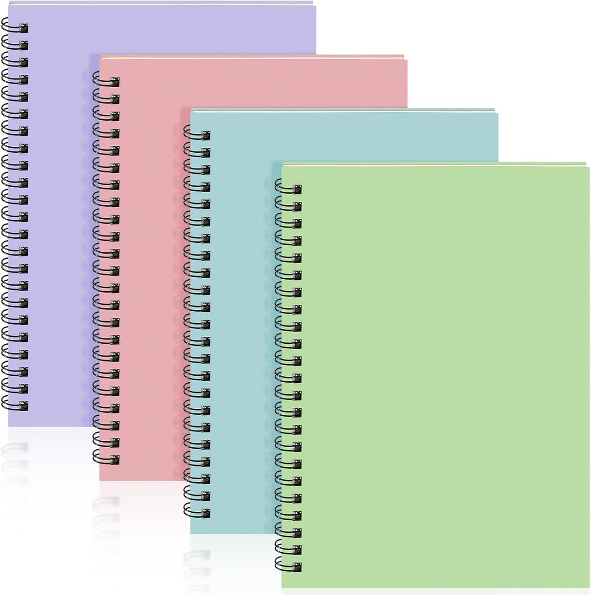 Yahenda 4 Pcs Spiral Notebook Bulk A5 Journal Lined 8.3'' x 5.5'' Writing Composition Paper Small Notepad Subject Notebook for Students Office Business Back to School Supplies (Pastel Colors)