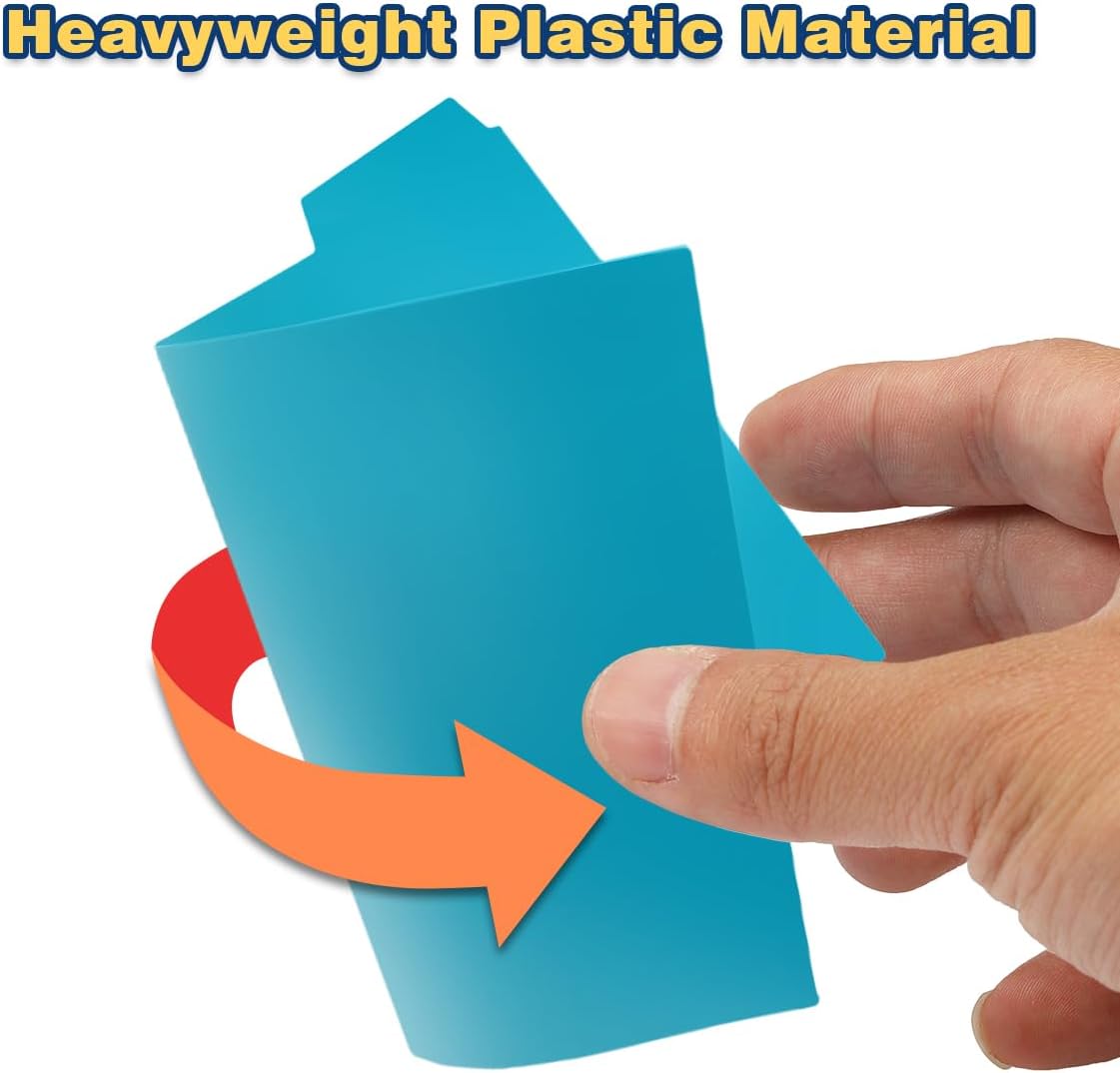 Chell 5x8 Plastic Index Card Dividers, Heavyweight Poly Index Card Guides A-Z for Flash Cards and Recipe Cards, with Alphabetical/Blank Stickers, Pack of 50