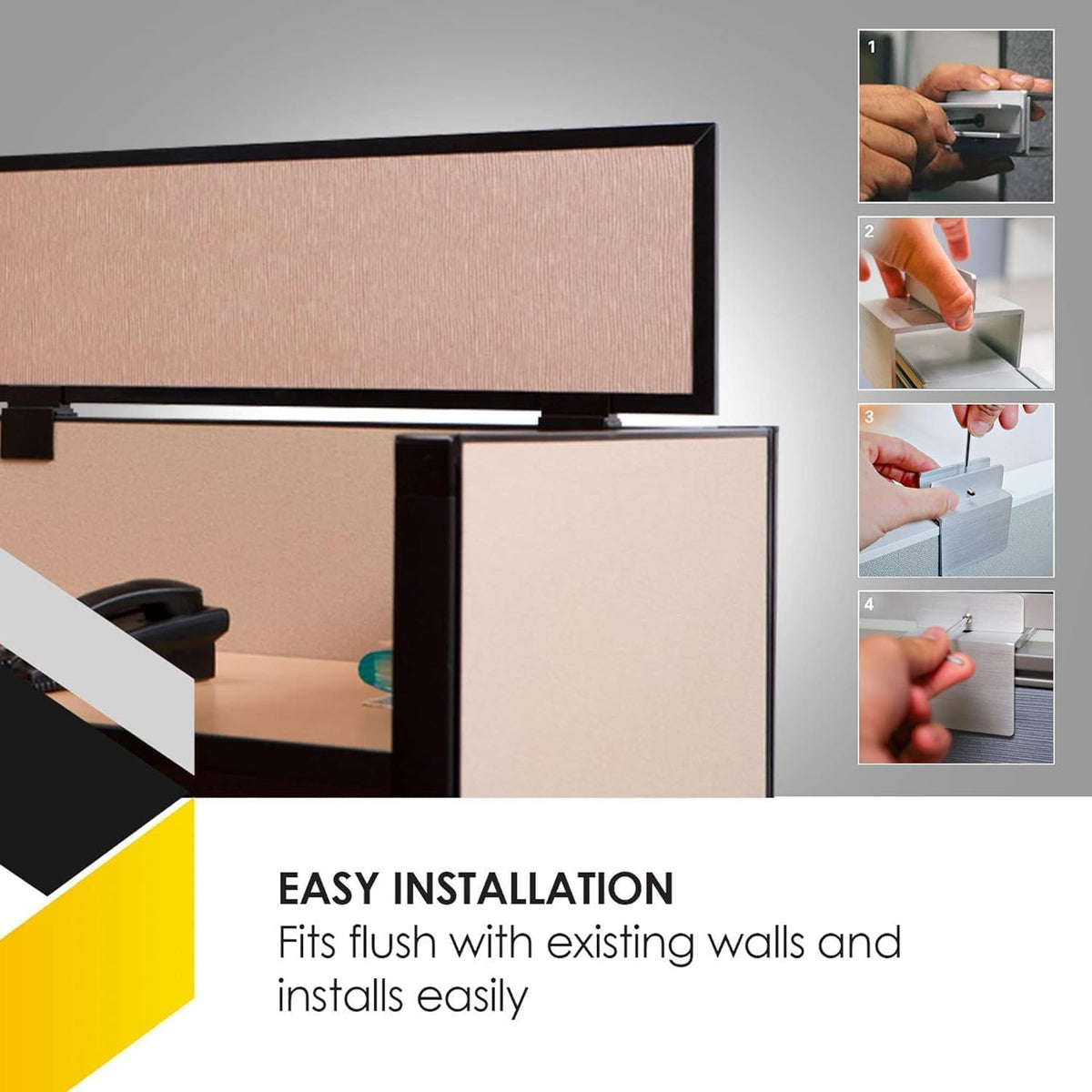 OBEX Acoustical Cubicle Privacy Screen Extender Desk Panel & Office Divider, Add Separation & Block Noise, 12" x 72", Overcast