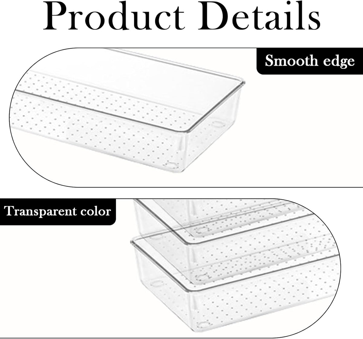 6 Pack Clear Drawer Organizer Trays Plastic Drawer Organizers Set 15 x 6 x 2 Inch Desk Drawer Divider Storage Bins Stackable Drawer Organizer Trays for Dresser Makeup Kitchen Office