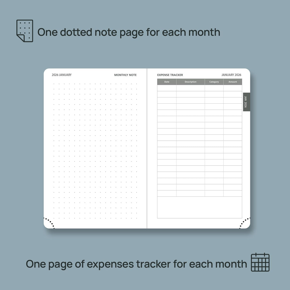 POPRUN Pocket Monthly Planner 2026-2027 (Pocket- 4''x 6.25'' Soft Leather Cover) - 18 Month Calendar Book for Purse (Jan.2026 - Jun. 2027), 100 GSM Thick Paper - Blue