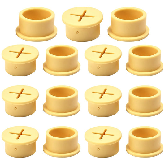 Desk Grommet, 1 in 25 mm Silicone Rubber Grommets, Yellow Desk Hole Cover for Cables, Flexible Wall Cord Pass Through Grommet for Office Table Computer Home Furniture Wire Organizer-15 Pcs