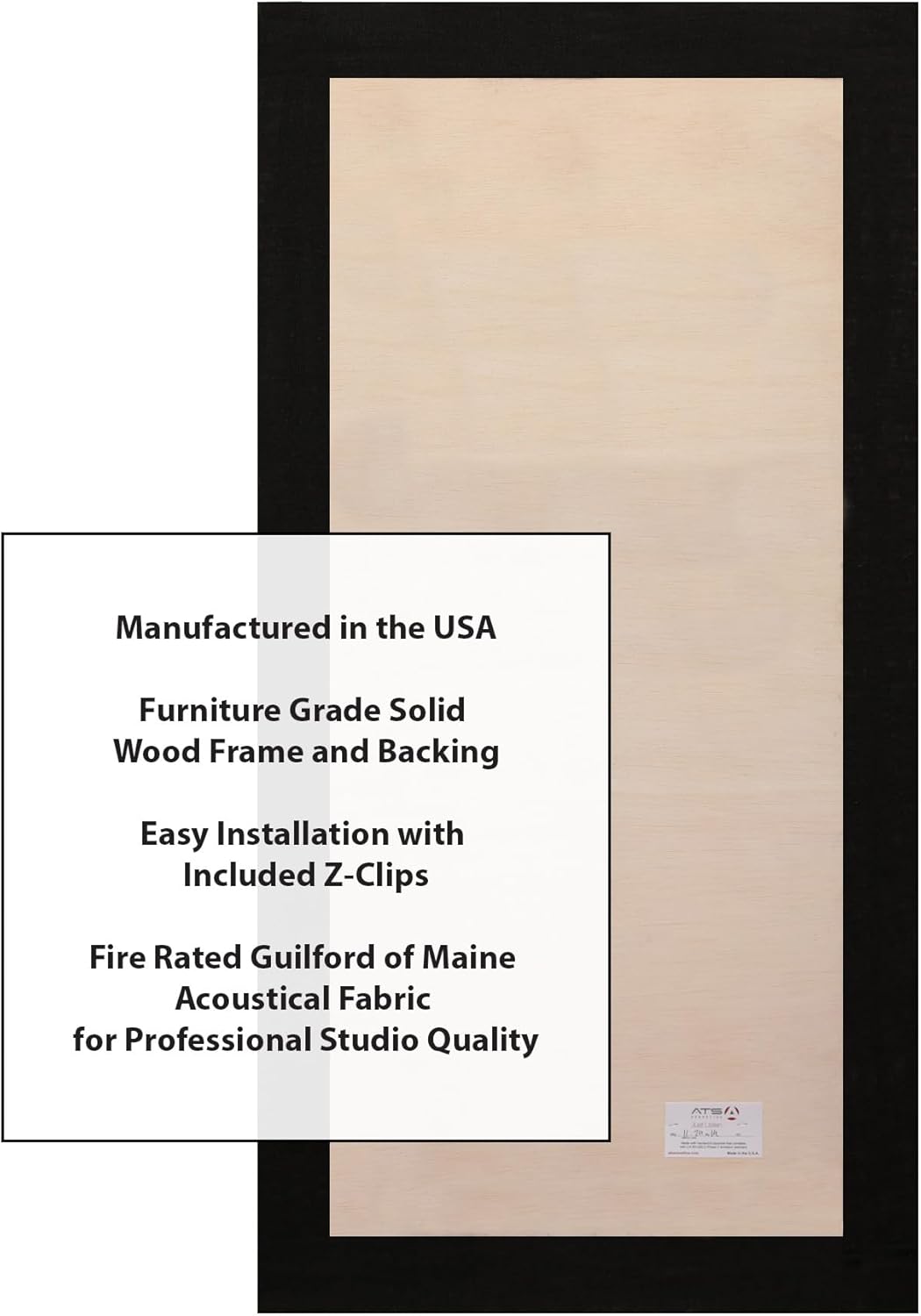 ATS Acoustics Sound Absorbing Noise Dampening Acoustic Panel Wall Treatment 24" x 48" x 2" Beveled Edge (Black)