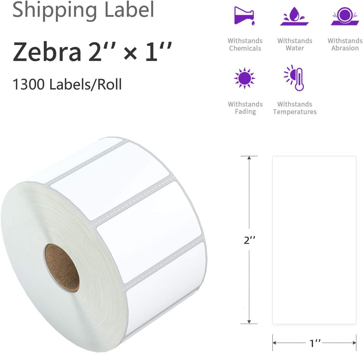 AveneMark 12 Rolls 2" x 1" Direct Thermal Labels for Barcodes Postage Address Shipping Labels Compatible with Rollo & Zebra Desktop Printers Adhesive - 1300 Labels/Roll