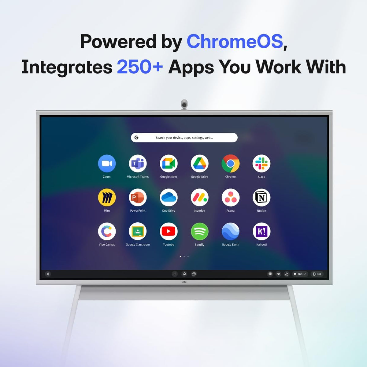 Vibe S1 4K UHD Smart Board, 55 Inch Digital Whiteboard for Office and Classroom, Electronic Presentation Meeting Device for Hybrid Work, Interative Touchscreen Display, Chrome OS and 250+ Free Apps