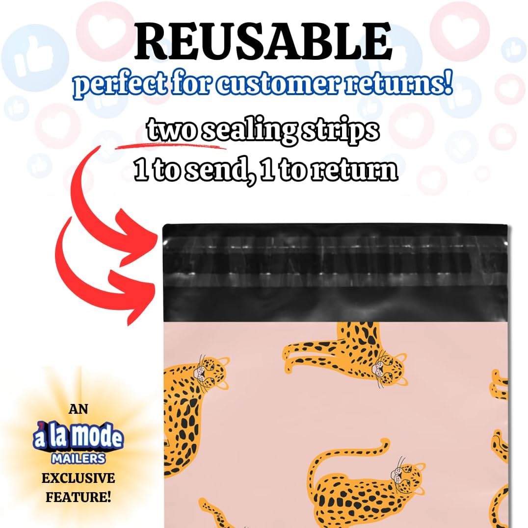 Poly Mailers 10x13 100 Pack | Self-Sealing Shipping Bags Envelopes for Small Business | Waterproof Durable Packaging | Champagne | Pink Gold | à la mode Mailers