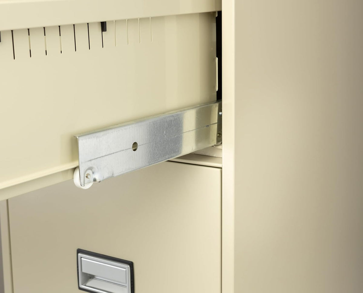 25 inch 2-Drawer Vertical Fireproof File Cabinet – Letter Size Filing – Key Lock – Water Resistant Seal – Fire and Impact Rated – Putty Finish – Model LTR2W25P