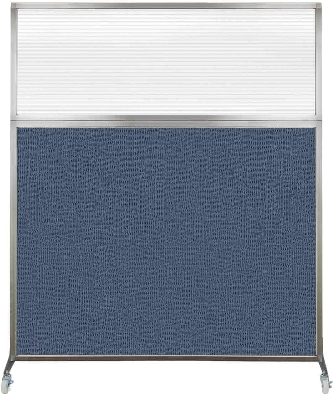 Versare Hush Screen Portable Room Divider with Wheels | Workstation Wall Divider | Freestanding Privacy Hush Panels | Clear Fluted Windows | Fabric Office Divider Screen | Great for Room Separation
