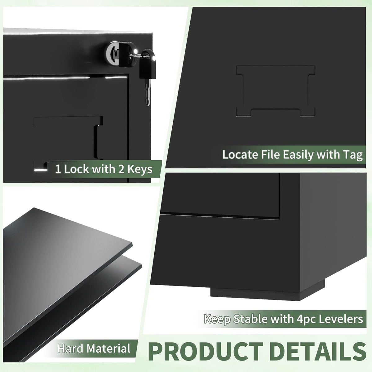 3-Drawer Locking Vertical File Cabinet, Metal Storage Cabinet for Office/Home – Secure Vertical Filing for Letter/Legal/A4/F4 Documents, Easy to Assemble Steel Cabinet, Black (Black, 3 Drawer-15W)