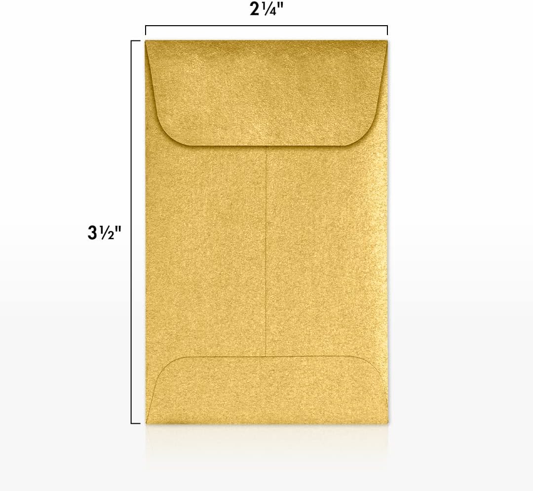 LUXPaper #1 Coin Envelopes | 2 1/4" x 3 1/2" | Gold Metallic | 80lb. Text | 50 Qty