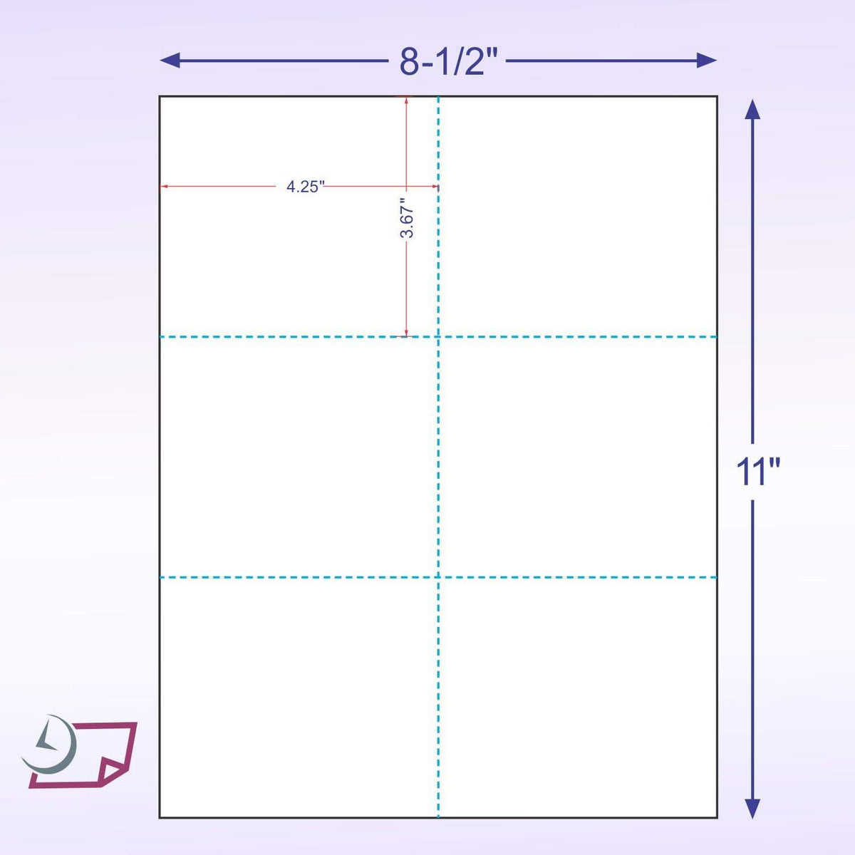 Laser Printer Blank Perforated Cards - 6 up per Page, for School, Wedding & Inventory Tags (6000 White Cards)