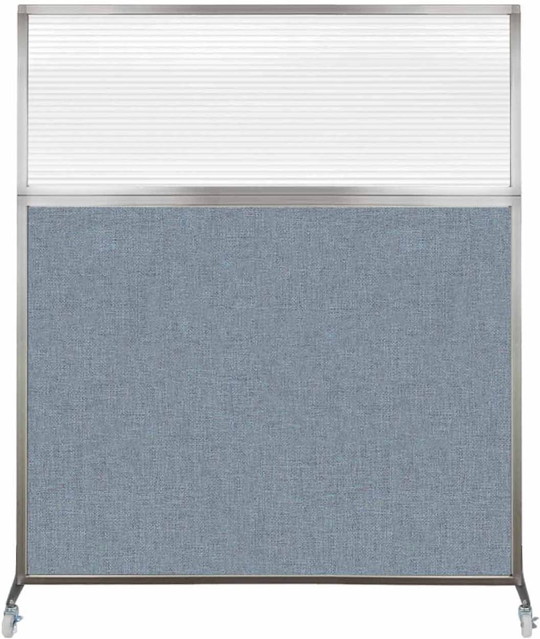 Versare Hush Screen Portable Room Divider with Wheels | Workstation Wall Divider | Freestanding Privacy Hush Panels | Clear Fluted Windows | Fabric Office Divider Screen | Great for Room Separation