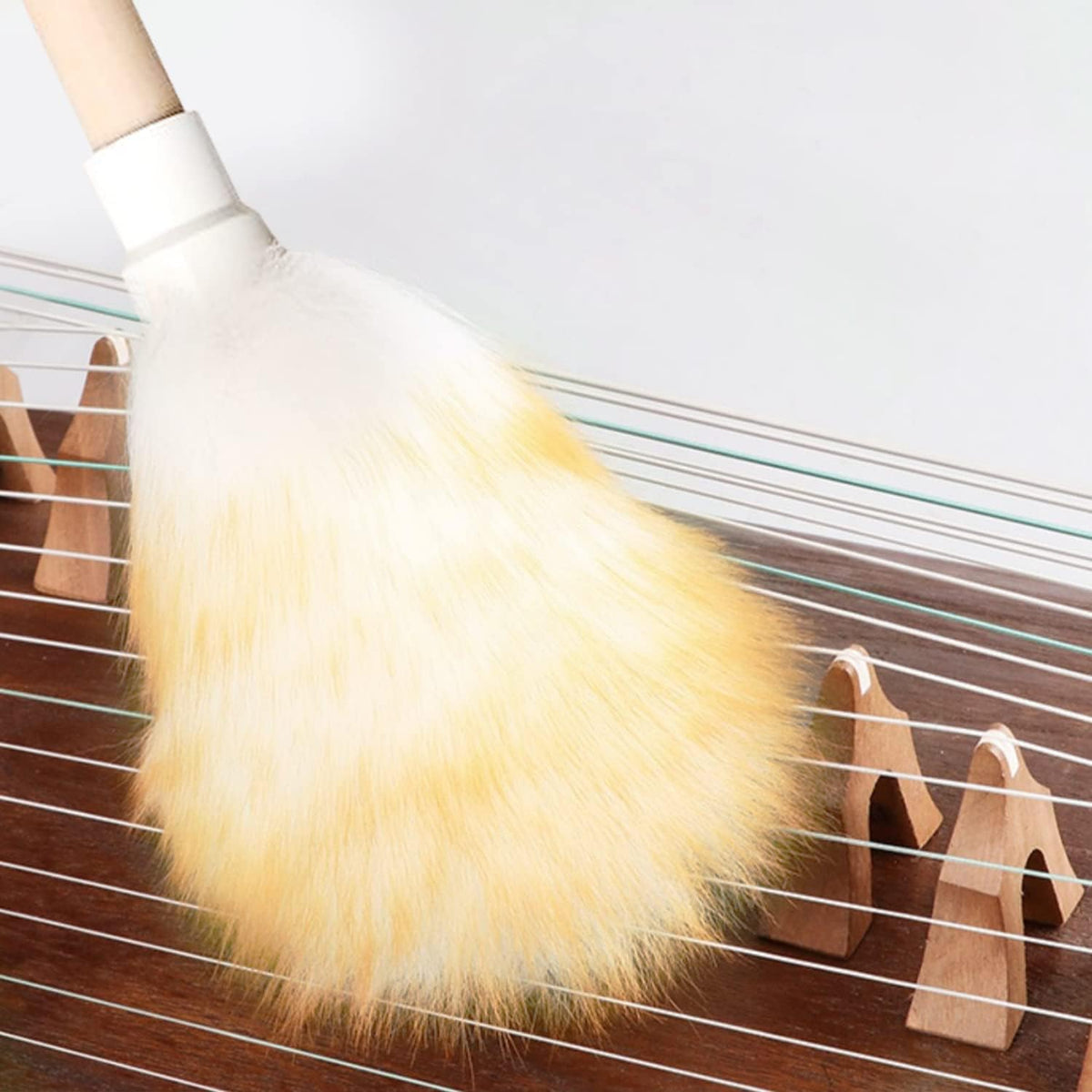 Wool Lambswool Cleaning Brush Duster,Wood Handle,Hanging Rope,Anti-Static,Comfortable Grips, for Piano,Guitar and Other Stringed Instruments and Office, Home and Car etc