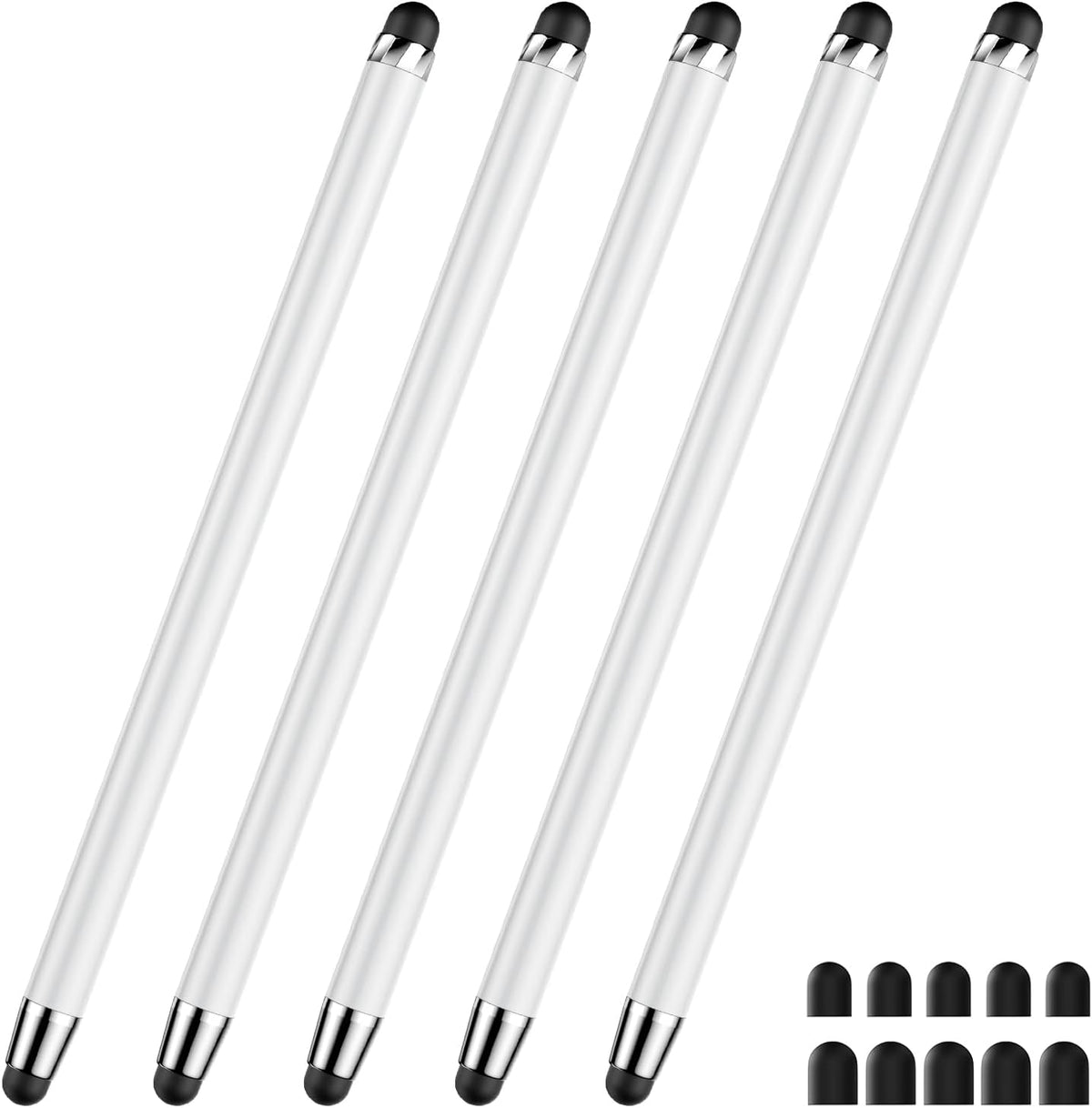 Stylus Pen for Touchscreen,5 PCS Stylus,Stylus 2-in-1 High Sensitivity Precision Suitable for Touch Screens of iPhone/ipad/Android Tablet(White)