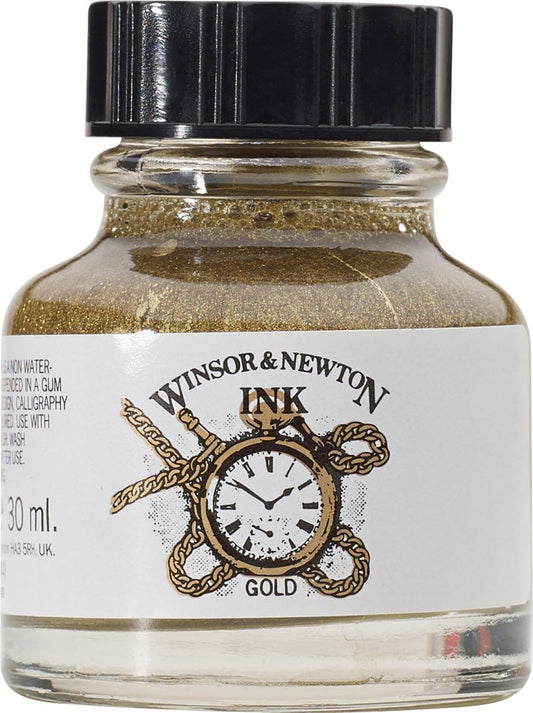 Winsor & Newton Drawing Ink, 30ml Bottle, Gold