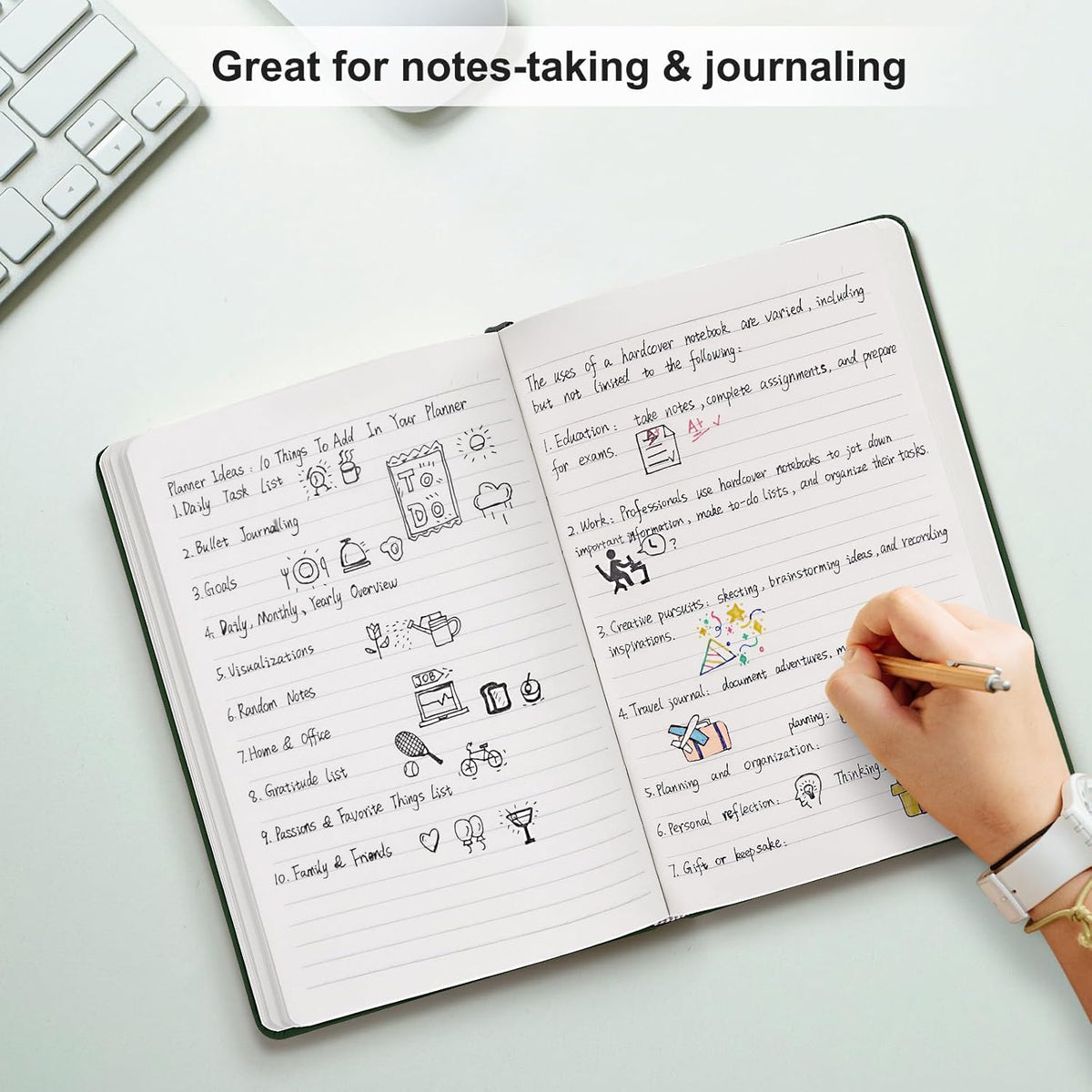 Comix Lined Journal Notebook for Women Men, Journaling Notebooks for Office School Home, Dark Green, 240 Pages, 5.5" x 8.3", College Ruled, A5, Hardcover