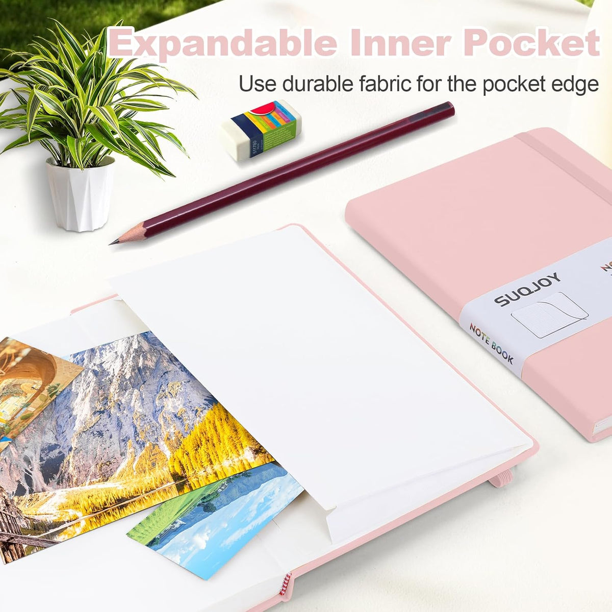Lined Journal Notebook for Women Men, 5.5"x8.3",100 GSM Thick Paper, A5 Hardcover Leather Journaling Notebooks for Writing,Travel, Work & School, College Ruled Notebooks for Note Taking Diary (Pink)