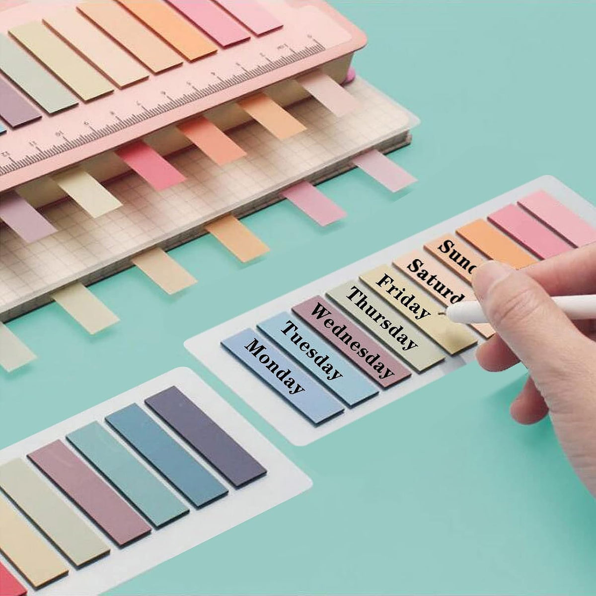 ELII 1200pcs Sticky Tabs Page Markers,Morandi Sticky Note Tabs Colored Writable and Repositionable Book Flags Tabs Strip Index Tabs,Page Tabs