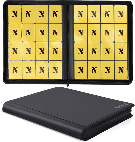 16 Pocket Card Binder,1280 Pockets Ringless Trading Card Binder,Premium Zipper Card Album Folder for TCG,MTG,Game&Sports Cards(BLACK)