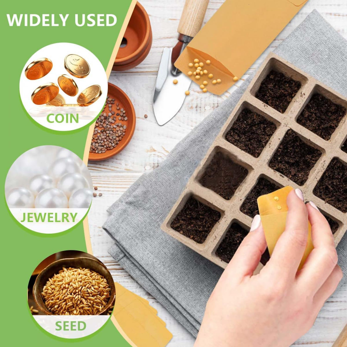 SenseYo 200 Pack Small Coin Seed Mini Tip Envelopes for Coin, Cash, Key, Seed with Gummed Flap, 2.25" x 3.5"