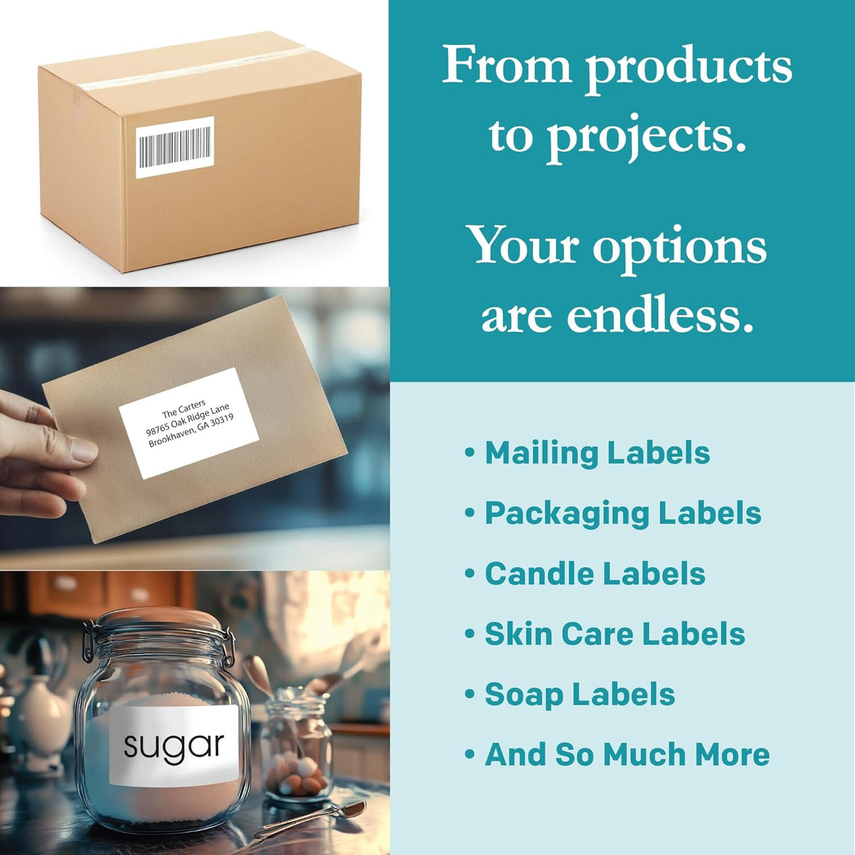 Premium Label Supply White Sticker Shipping/Mailing Labels – 4" x 2.5" – Laser/Inkjet Compatible – (8 per Sheet), 100 Sheets – 800 Total Adhesive Labels