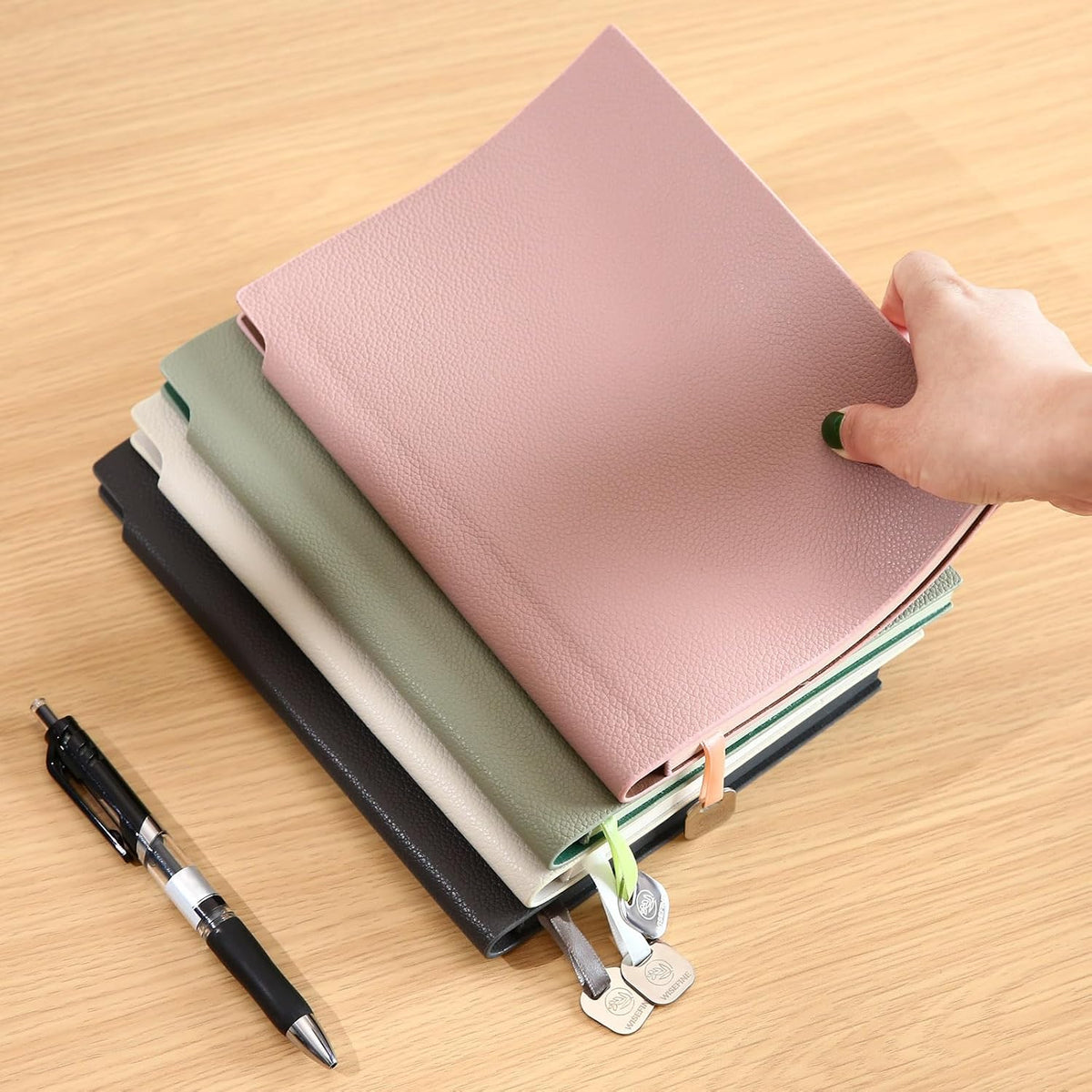 Lined Journal Notebook for Women A5 Softcover PU Leather Journals for Writing, 160 Pages Daily Journaling, College Ruled Notebooks for Work School, Business 6.38'' X 8.28'' Pink