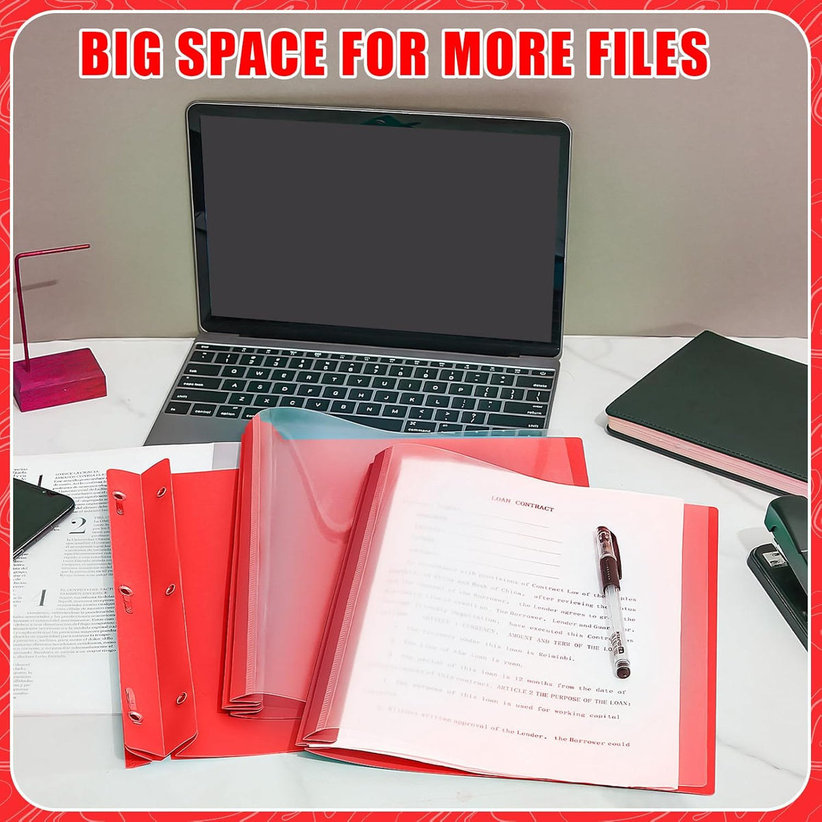 Teling 24 Pcs Clear Front Report Covers with 3 Prongs Presentation Folders Plastic Resume Portfolio Report Letter Size Presentation Binder for Paper Document School Office(Red)