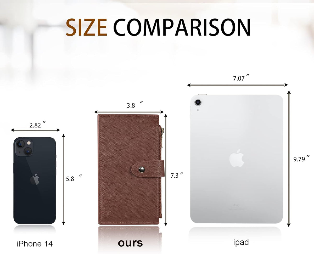 Travelambo RFID Wallet Women Large Size Bifold Multi Card Wallet Case with Zipper Pocke Credit Card Holder for Women
