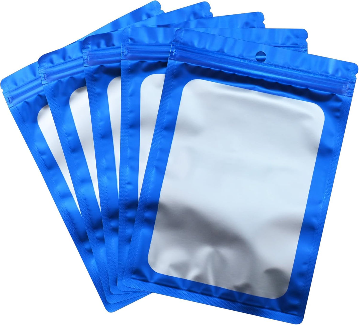 Resealable Mylar Pouch Bag Great for Office Home Party Favor Food Storage (100PCS, Blue Color, 4.7 x 8 inch)