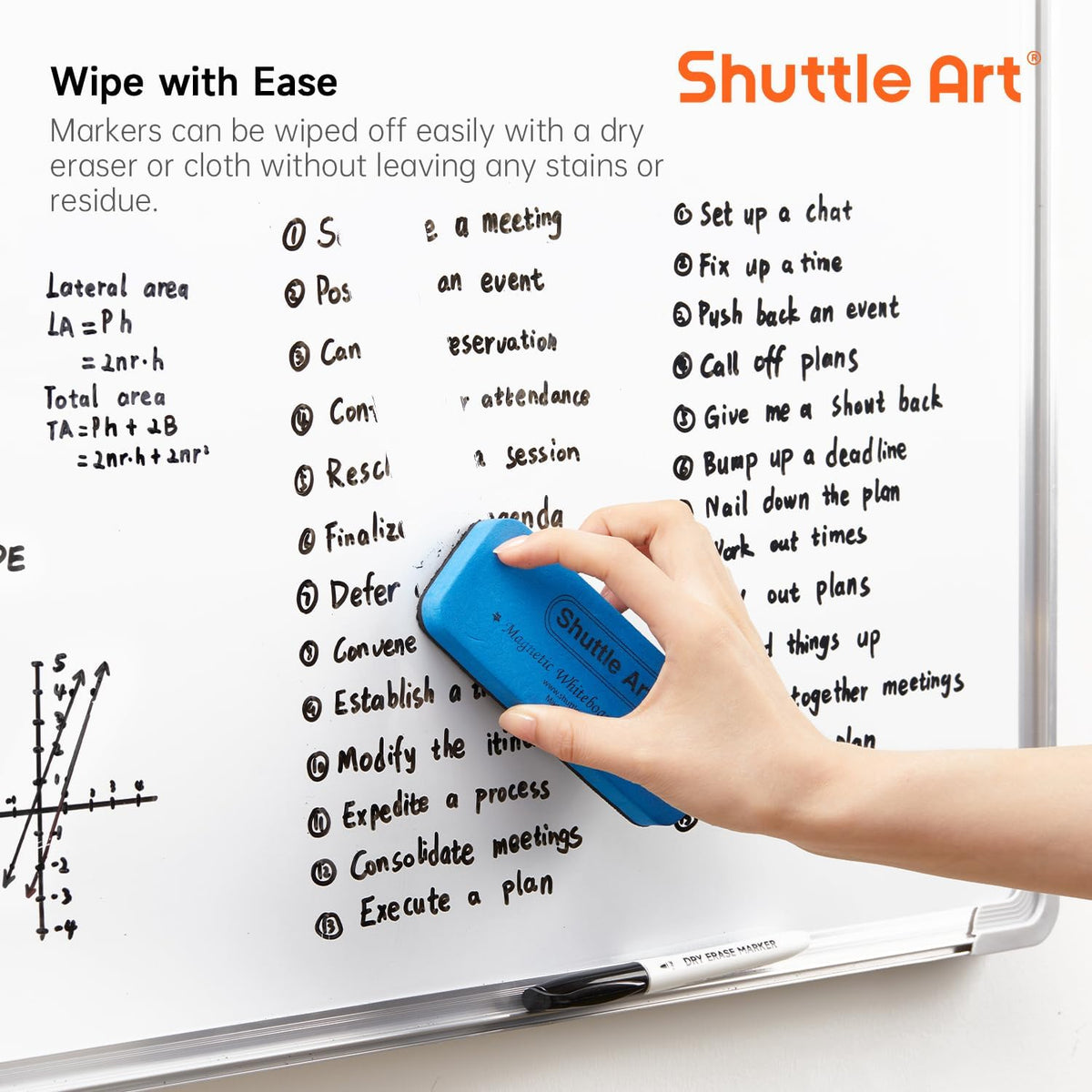 Shuttle Art Dry Erase Markers, 16 Pack Black Whiteboard Markers,Fine Tip Dry Erase Markers for Kids,Perfect for Writing on Whiteboards, Dry-Erase Boards,Mirrors,Calender,School Office Supplies