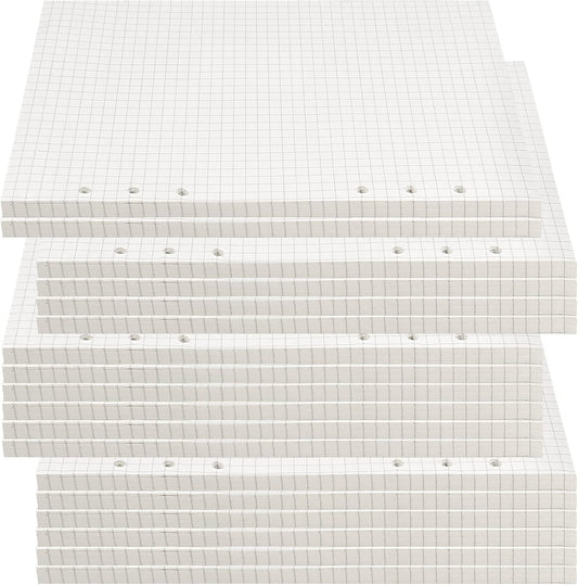 JAPCHET 800 Sheets A5 Grid Refill Paper Graph Paper Squared Grid Planner Insert 6 Hole Punched for 5.6 x 8.3 Inch Notebook, 100 Gsm