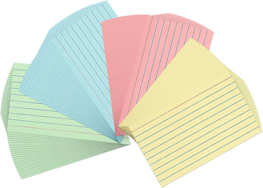 300 Sheets Colored Index Cards 3x5 Ruled-Goefun Lined Note Cards 3 x 5 Color Flashcards for Studying, Note Taking, To Do List