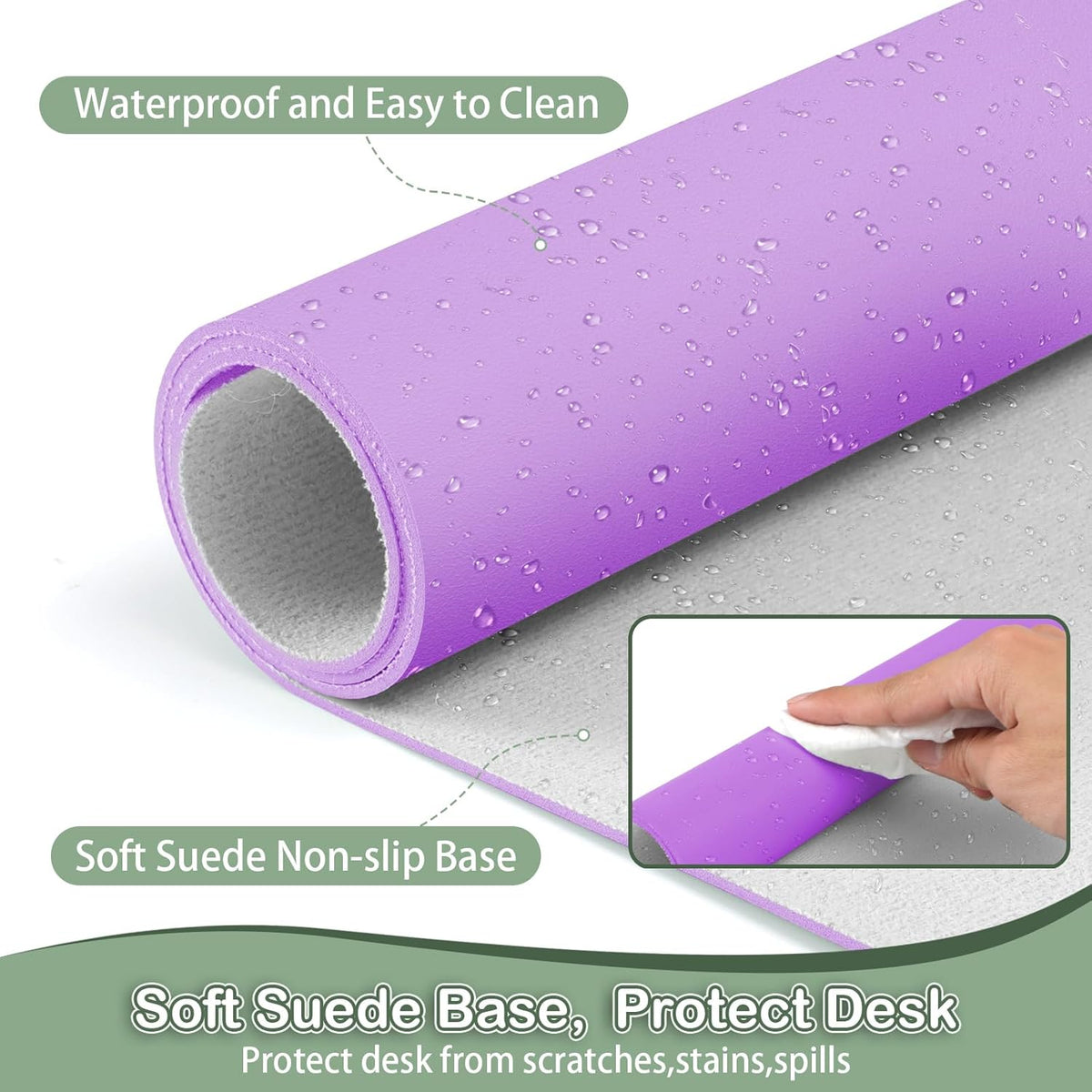 Boutilon Leather Desk Pad Protector,Non-Slip Mouse Pad,Laptop Desk Pad,Office Mouse Mat,Waterproof Leather Desk Blotter,Desk Writing Pad for Office and Home (XL-Purple,35.4"x 15.7")