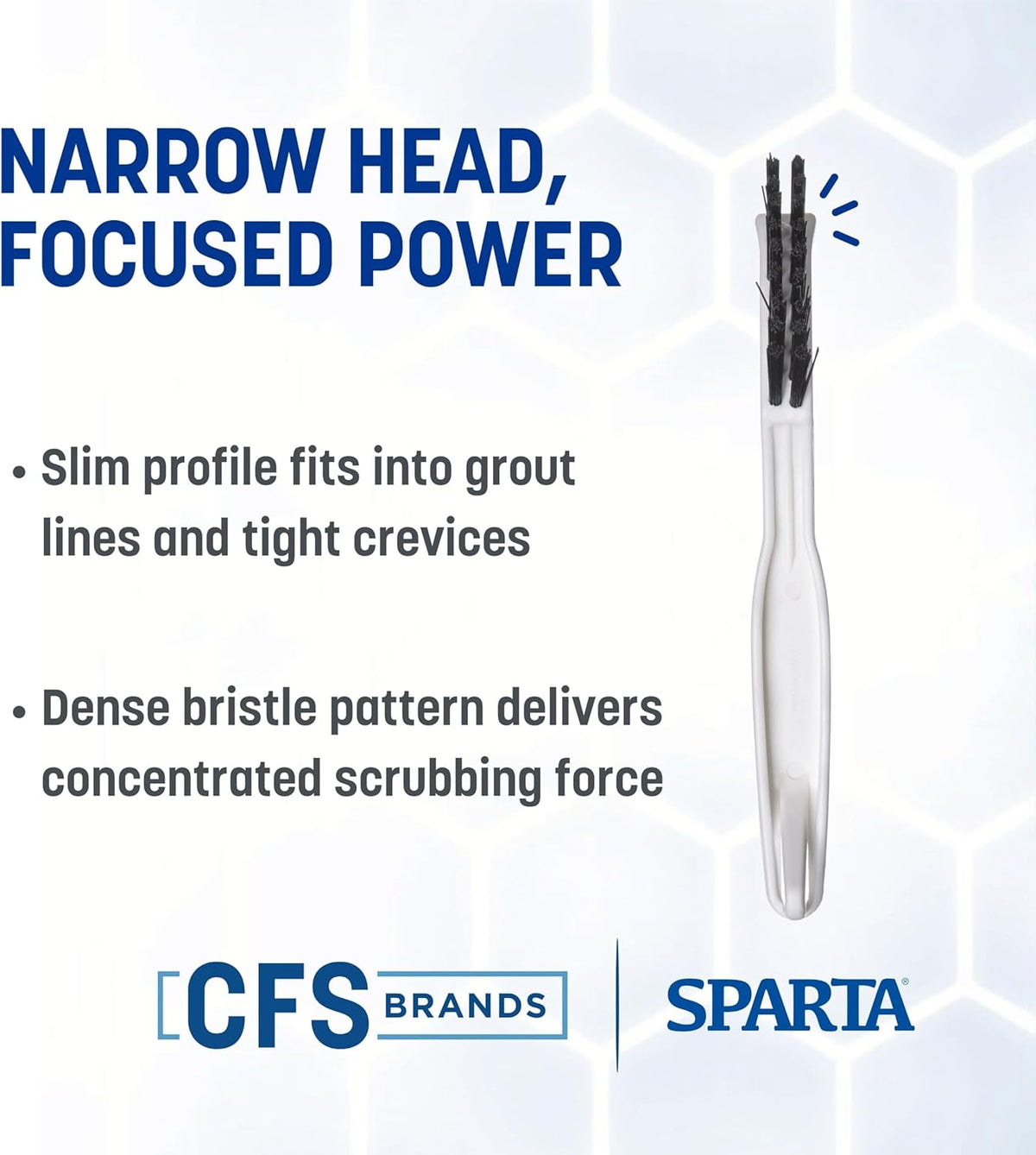 SPARTA Flo-Pac Grout Brush Crevice Brush, Detail Brush, Nylon, 8 Inches, White