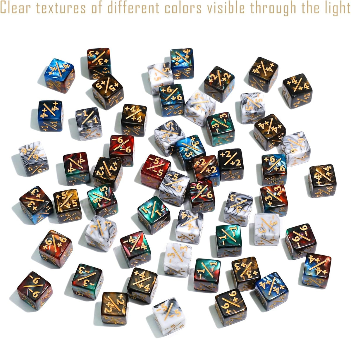 48PCS 12mm MTG Dice Counters & Tokens for Magic The Gatering, MTG Abilities Keyword Buff Tokens Plus 1 Life Counters Loyalty Dice, Compatible with TCG CCG Magic Card Gaming Accessories