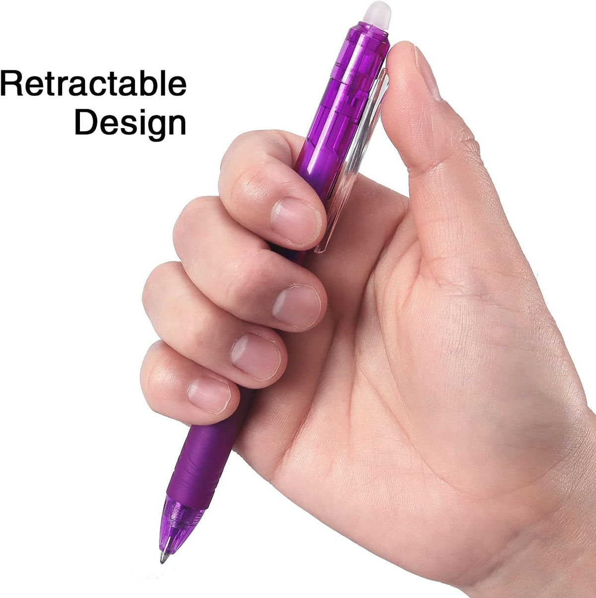 8 Pack Retractable Erasable Gel Pens Clicker Fine Point 0.7mm, Make Mistakes Disappear Comfort Grip for Drawing Writing Planner and School Supplies, Assorted Color Inks