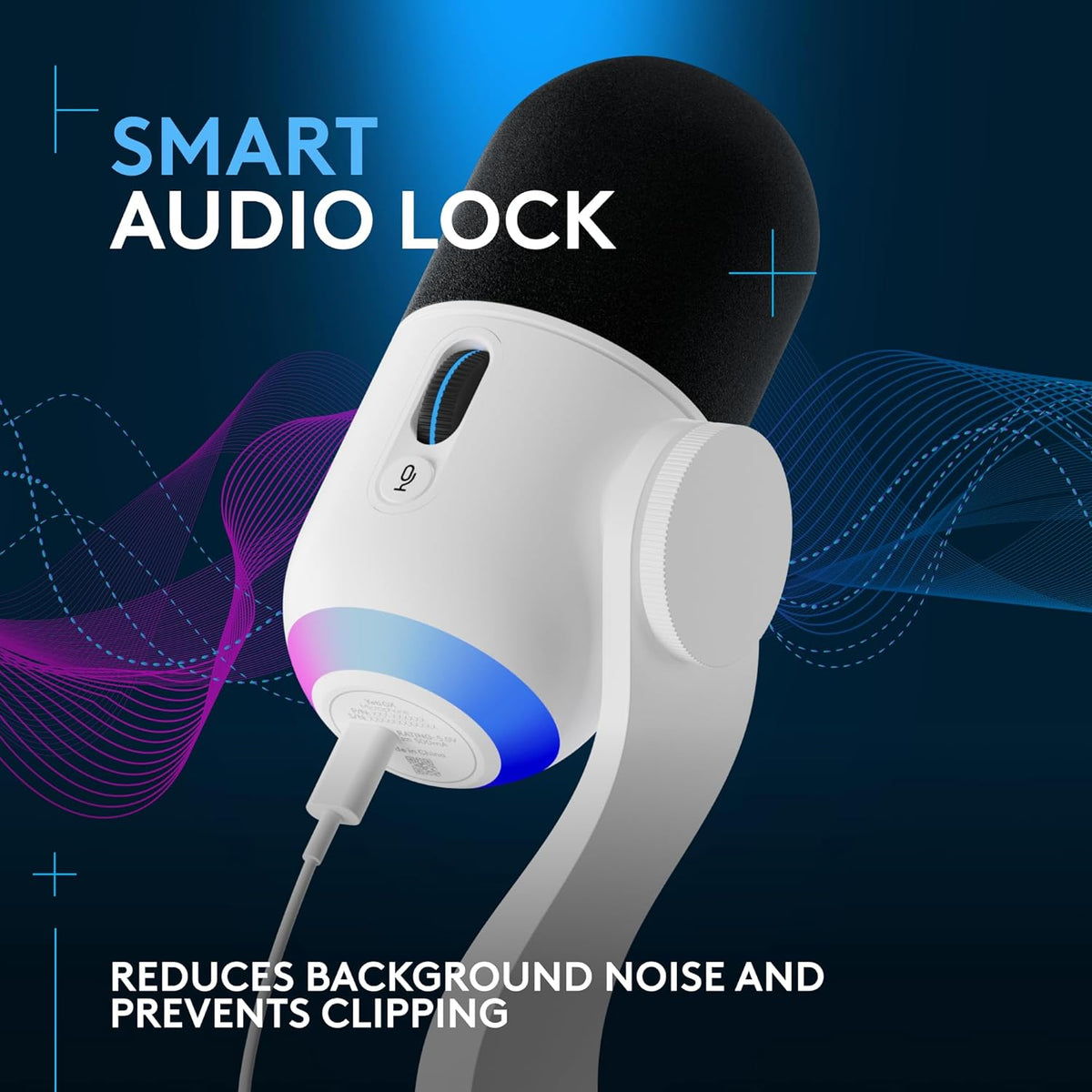 Logitech G Yeti GX Dynamic RGB Gaming Microphone, Podcast Microphone with LIGHTSYNC, Blue VO!CE, G HUB Control, USB Plug and Play - White
