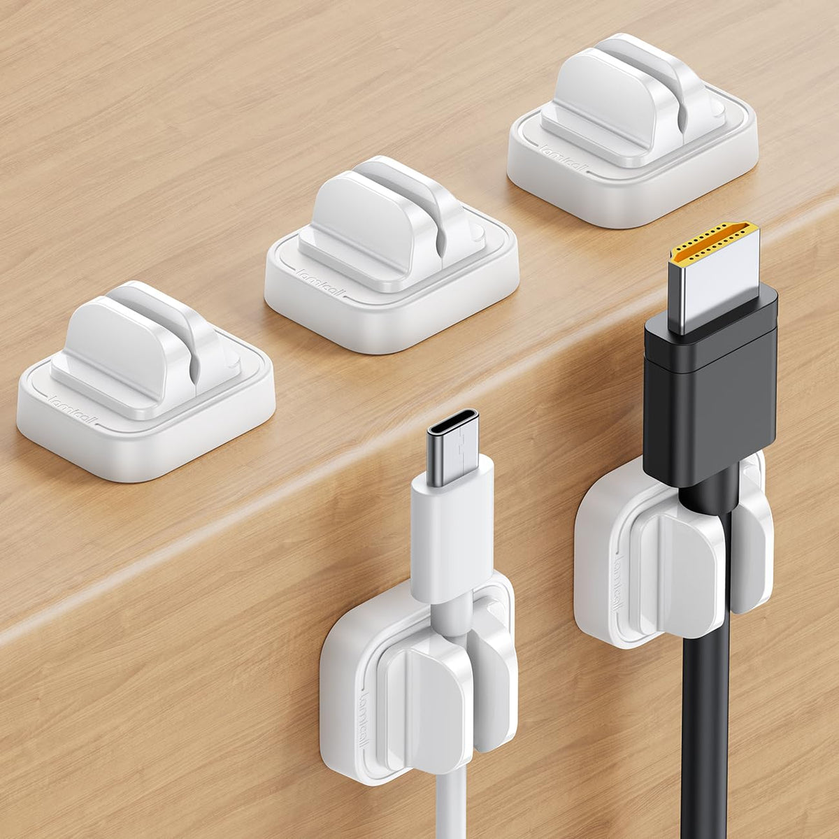 5Pack [Spring Fixed] Cord Holder Clips, Desk Organizer Accessories- Lamicall Cable Holder Mother's Day for Mother, Cable Management, Workspace Organizer & Accessories, Wire Clips for Nightstand