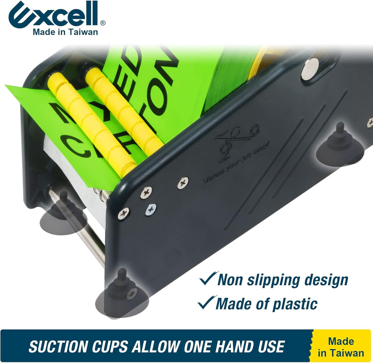 Excell LD-319 Economy Lightweight Table Label Dispenser (3" Wide/ 77mm): Fits 3" Labels, Easy to Peel Off, and Secure with 4 Suction Cups. Durable Plastic, Adjustable for Different Rolls. (3 Inch)