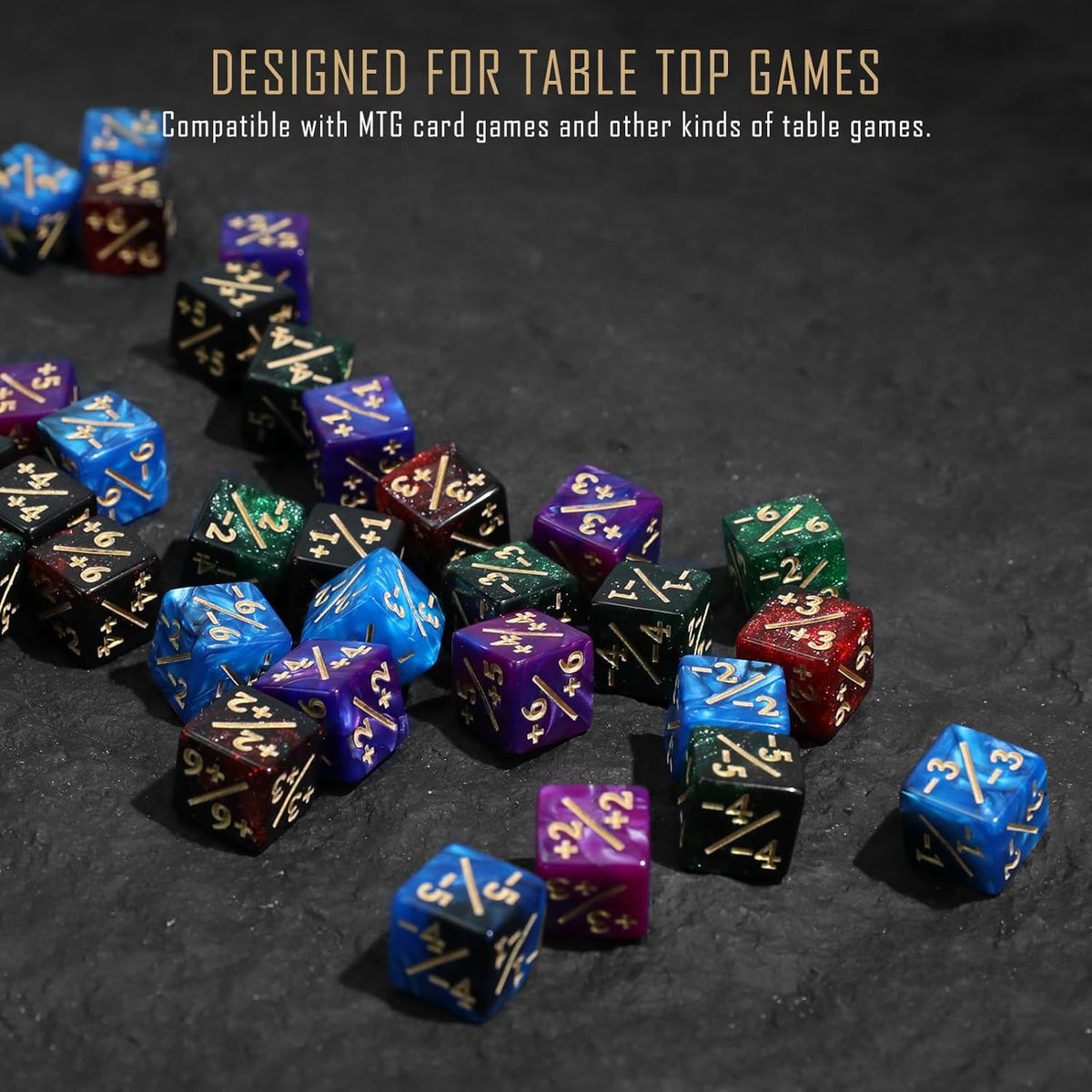 48PCS 12mm Life Counters MTG Dice Set with Box, Small MTG Tokens 6 Sided Plus 1 Mini Dice Set for CCG Creature Stats TCG Magic Card Game Accessories