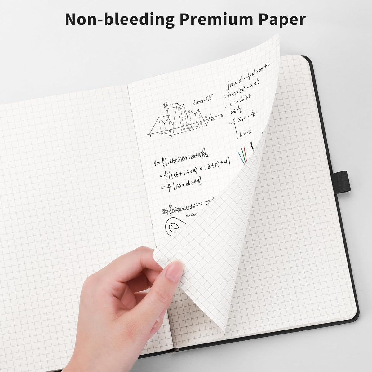 RETTACY Graph Grid Paper Notebook, 2-Pack, 192 Pages per Pack, A5 Medium Size (5.7'' x 8.3''), Leather Hardcover, 100 GSM Thick Paper, for School, Students, Math, Engineering (Black & Brown)