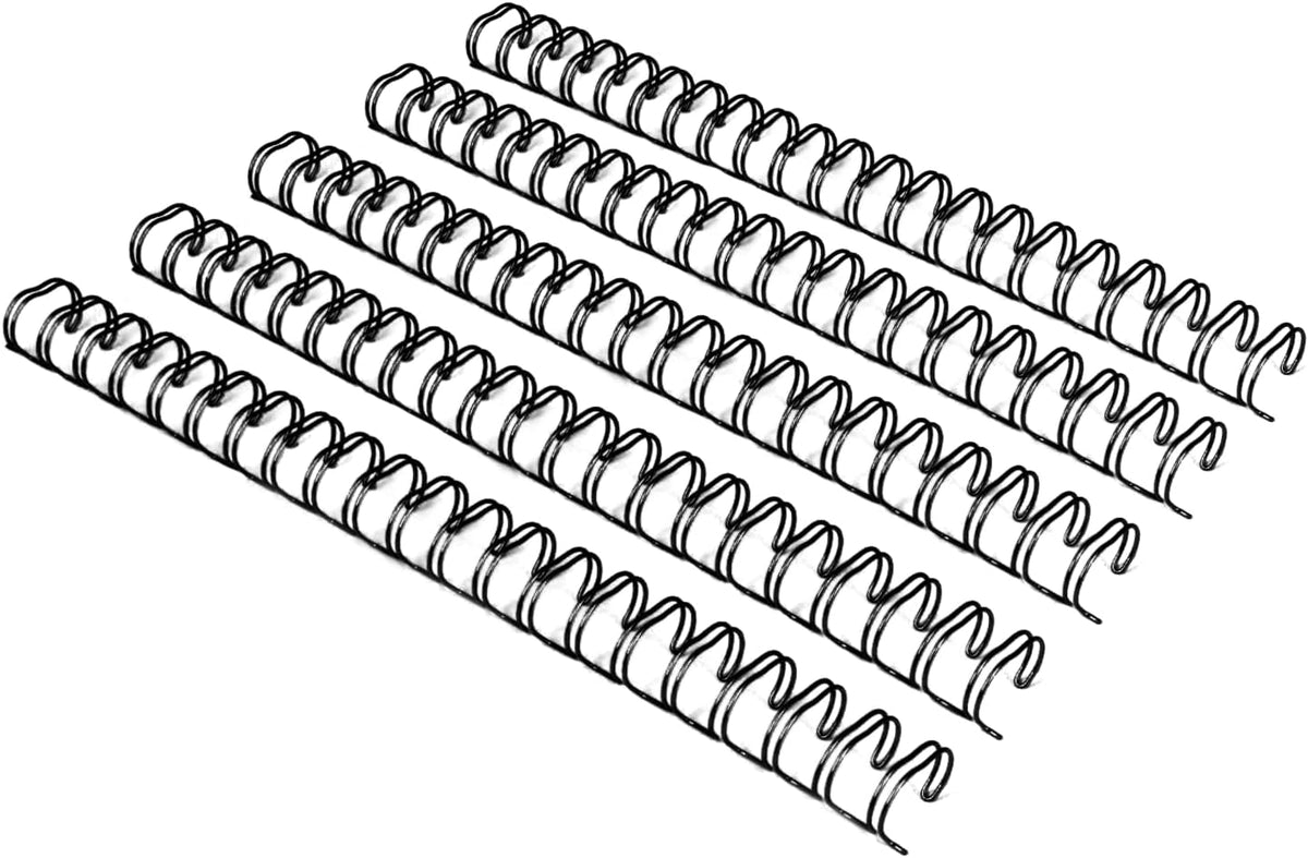 Rayson 2:1 Pitch Double Loop Wire Binding Spines, 3/8 Inch (9.5mm), 21 Loops, Black, Holds 10–70 Sheets, Pack of 100 – Metal Wire Binding Combs for Letter Size Paper