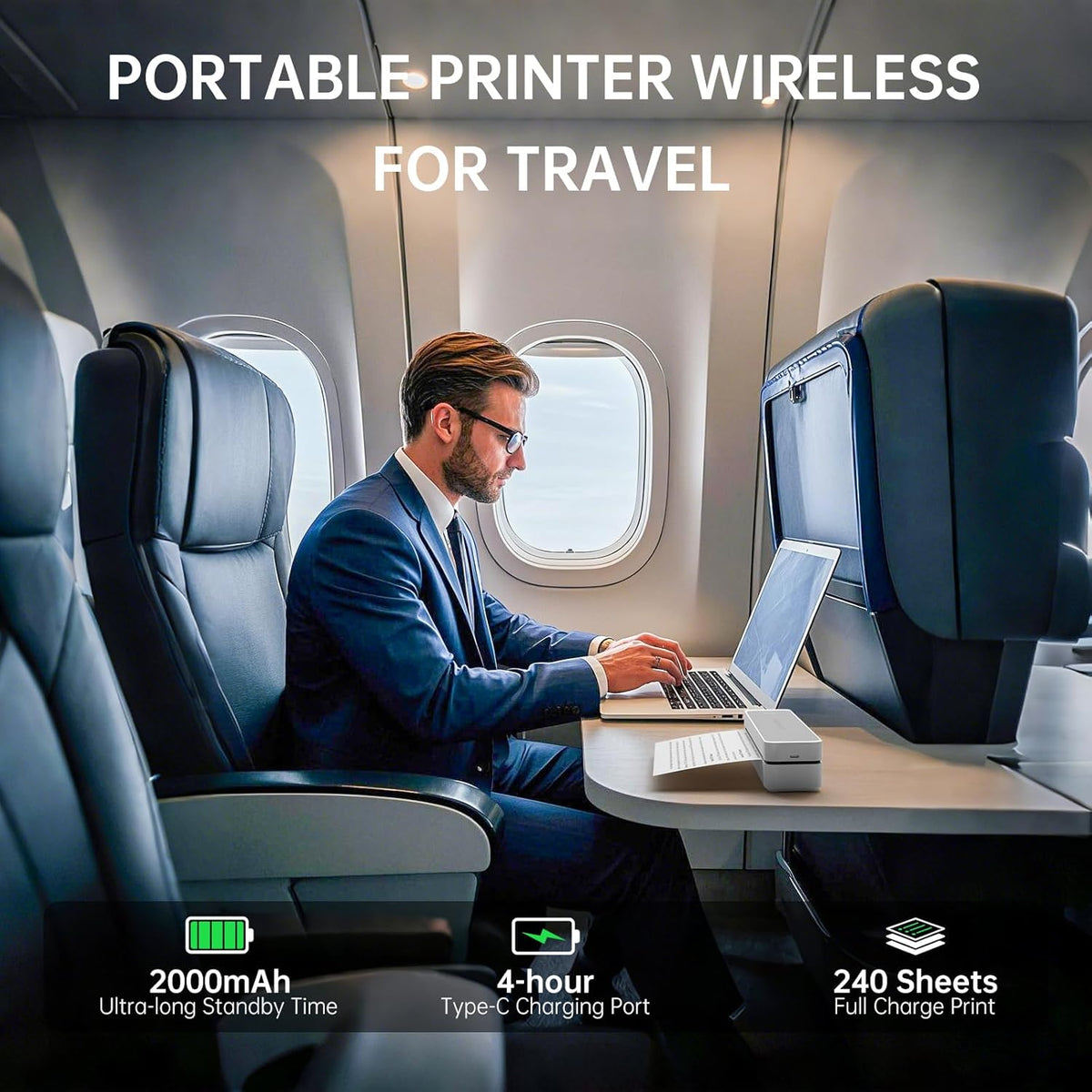iDPRT MT610 Portable Thermal Printer, Mobile-Travel-Printers, Inkless-Wireless-Small-Printer for Home Use, Office, Vehicles, Bluetooth Printers Supports 8.5" x 11" US Letter & A4 & A5 Size