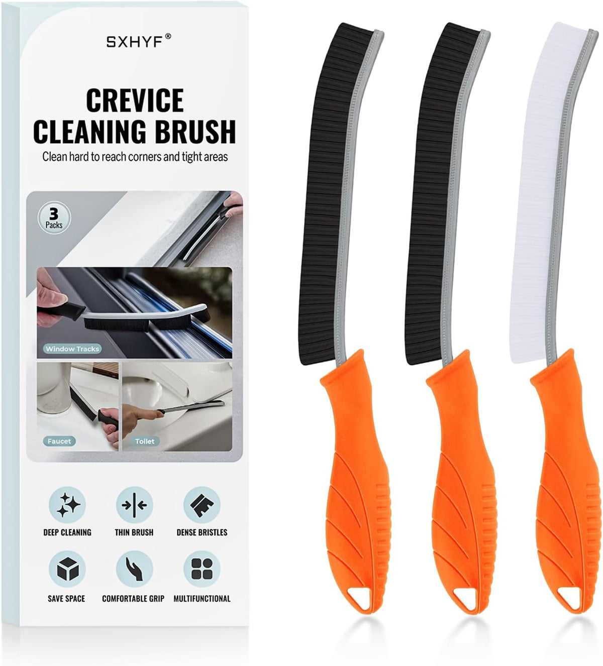 SXhyf Crevice Cleaning Brush - Grout Scrub Brush, House Cleaning Supplies, Gap Cleaning Tools, Home Essentials, Gifts for Women Men, Hard Bristle Crevice Cleaner Brush for Household Use, Bathroom
