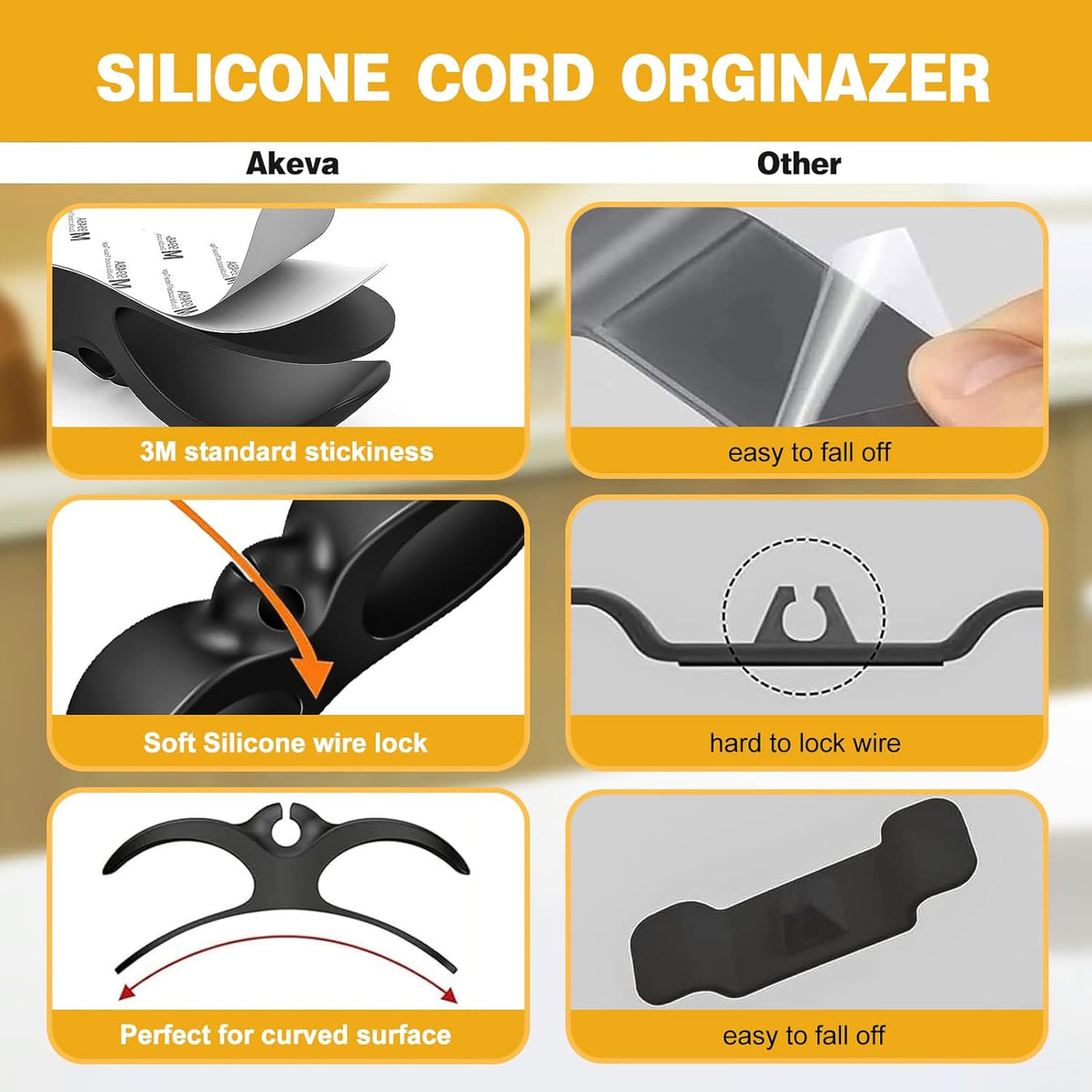 Cord Organizer for Kitchen Appliances, 4 Pack Black Appliance Cord Organizer, Command Hooks, Cord Wrapper, Cord Keeper, Cord Holder Stick On Kitchenaid Mixer, Instant Pot, Pressure Cooker