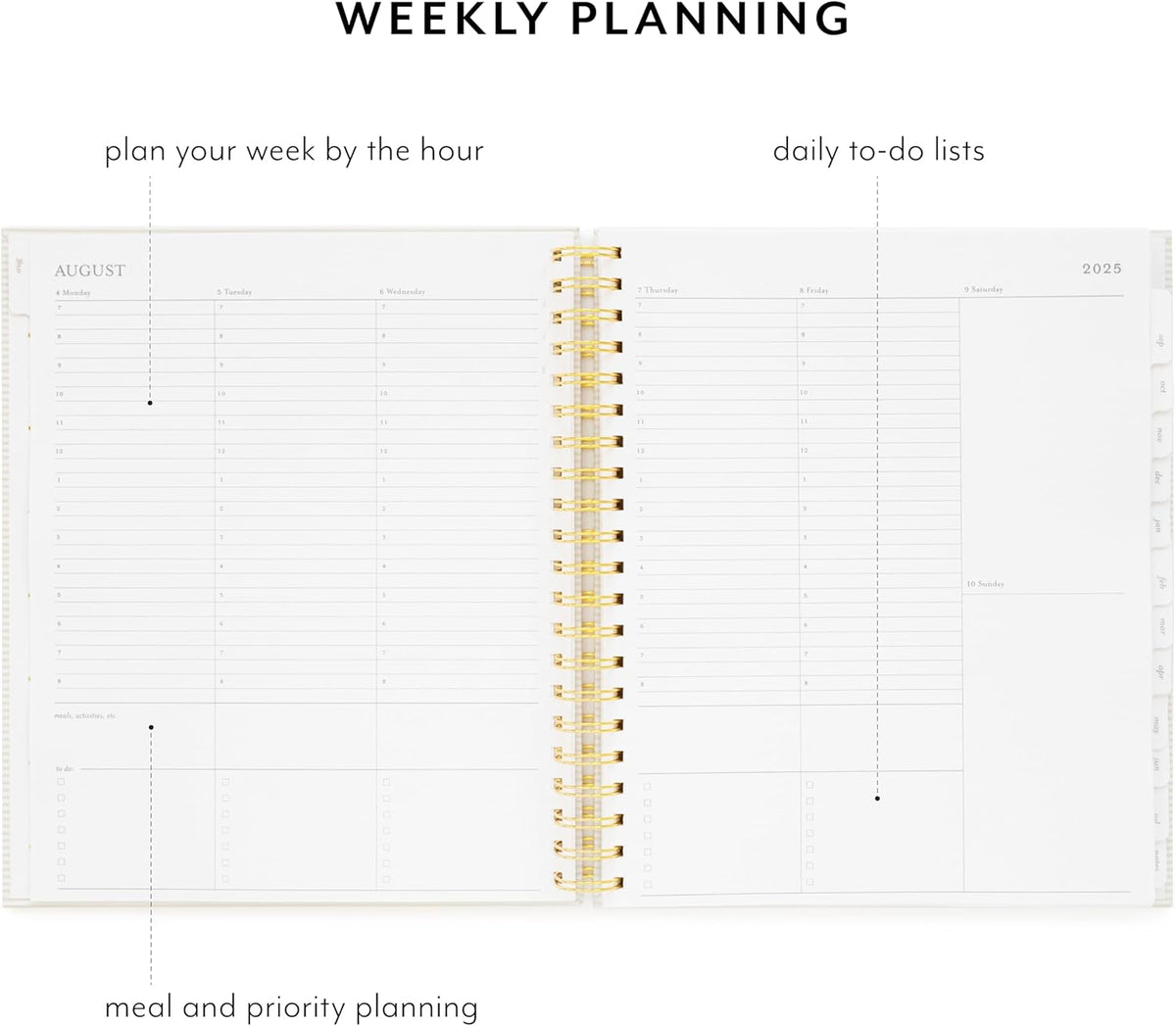 Sugar Paper 2025-2026 Large Weekly Spiral Academic Planner, August 2025 to July 2026, School, College & Student Planner, 12 Month, 10" x 11", Khaki Stripe