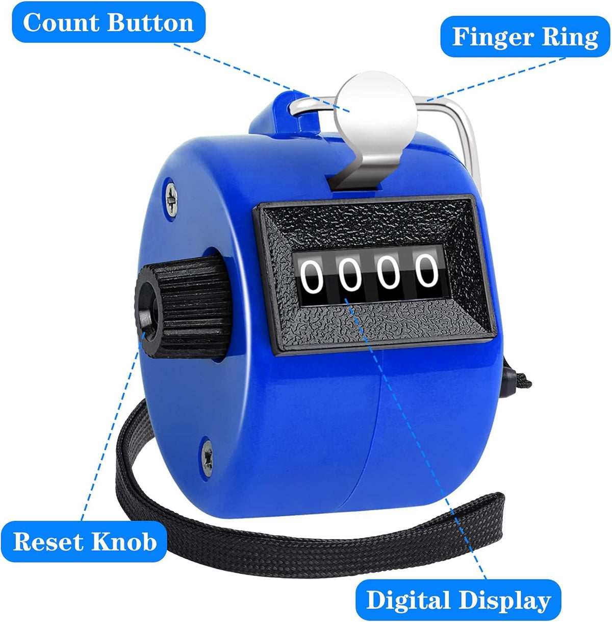 FEBSNOW Handheld Tally Counter Clicker 4 Digital Number Click Counter for School Event Golf Sports Office Stadium