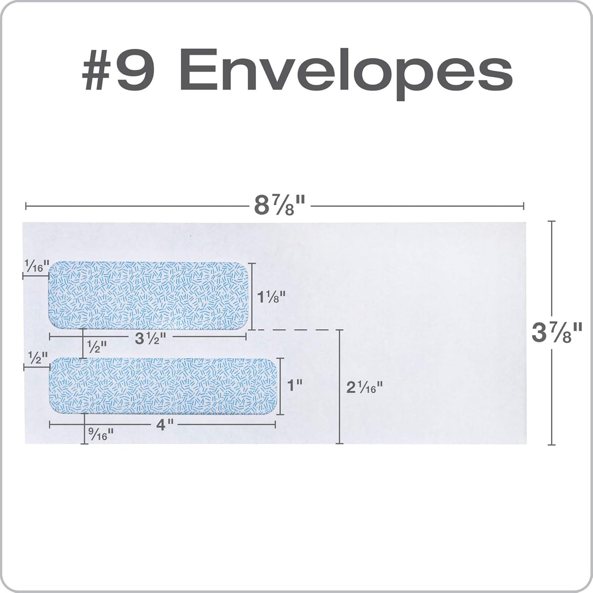 Columbian #9 Security Envelopes, 500/Box, Double Window, 3-7/8" x 8-7/8", Release & Seal Self Seal, SimplySafe Tamper Evident, White (COLO183)