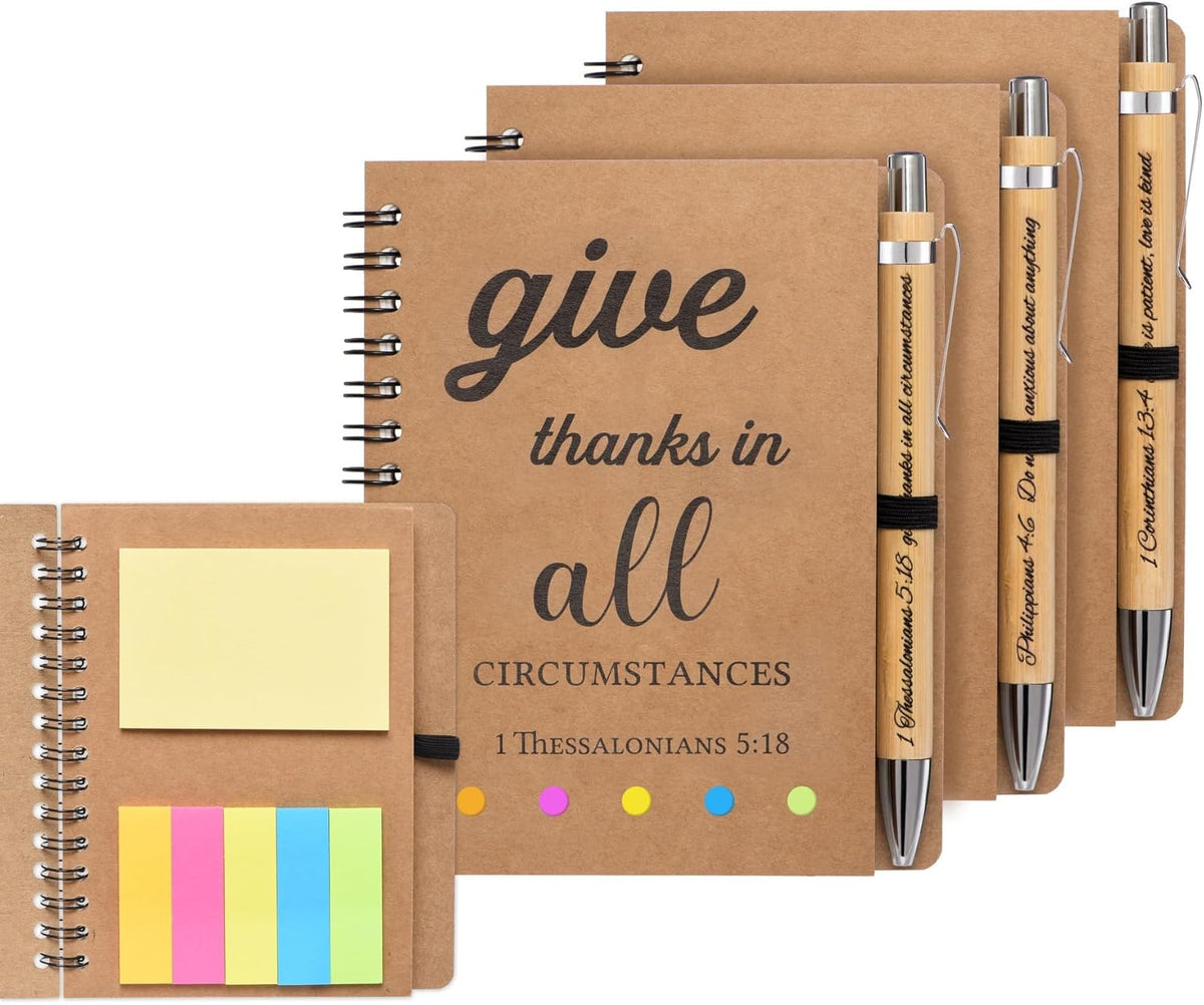 6 Pcs/3 Set of Christian Gifts Spiral Notebooks Bulk Journals with Christian Pens Prayer Journal Christian Journal for Women and Men, Perfect Home Gifts