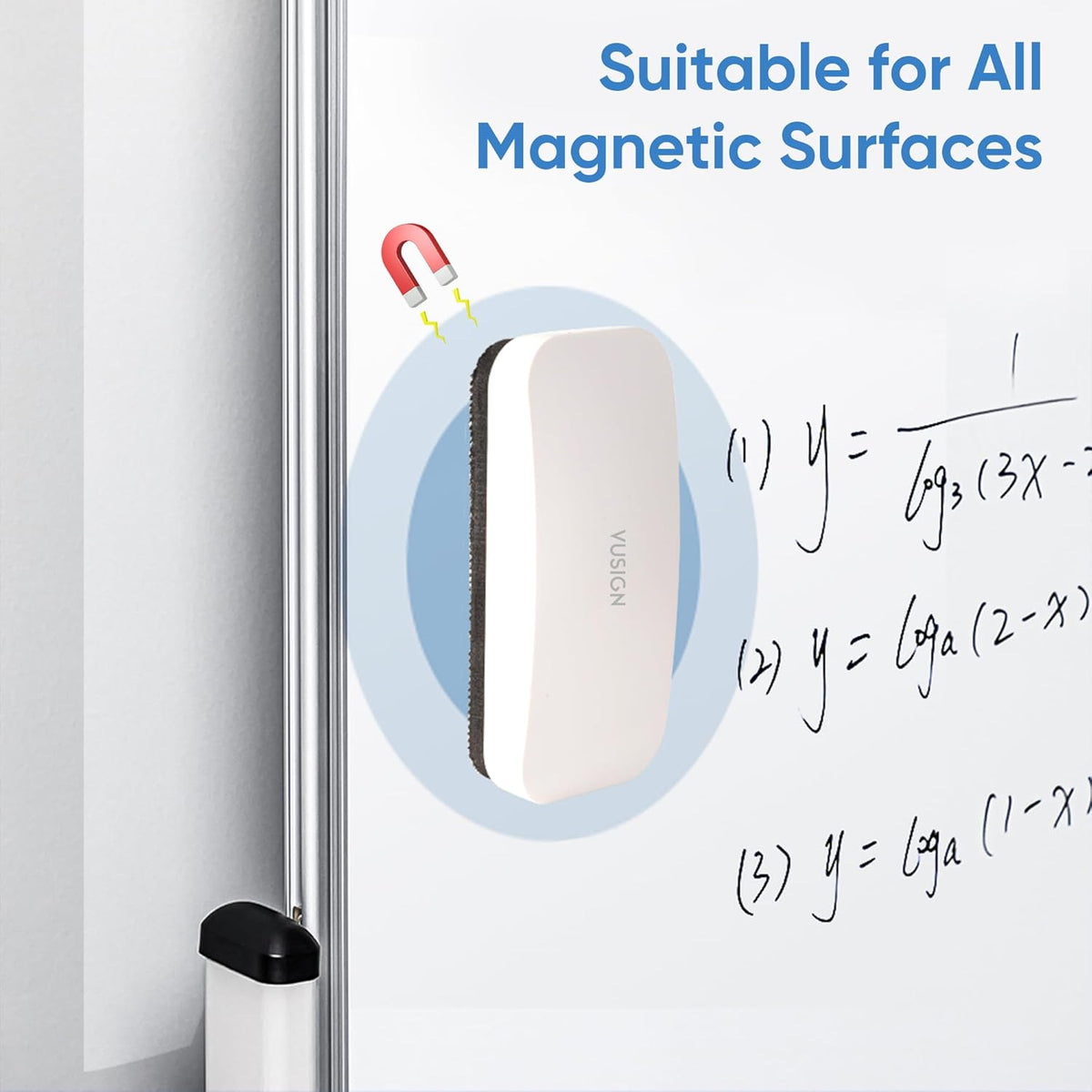 VUSIGN Magnetic Dry Erase Whiteboard Eraser, Glass Board Eraser for Dry Erase Board, Glass Board, Calendar Board, Office, Home,School Supplies, 4 Pack